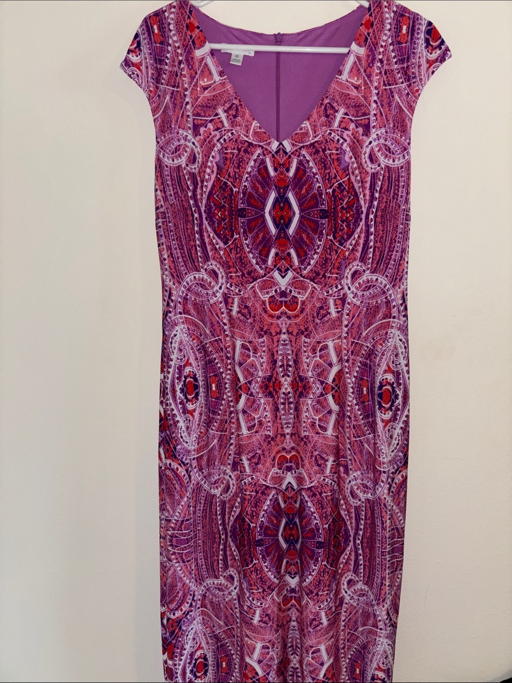 London Times Purple & Pink Paisley Midi Dress